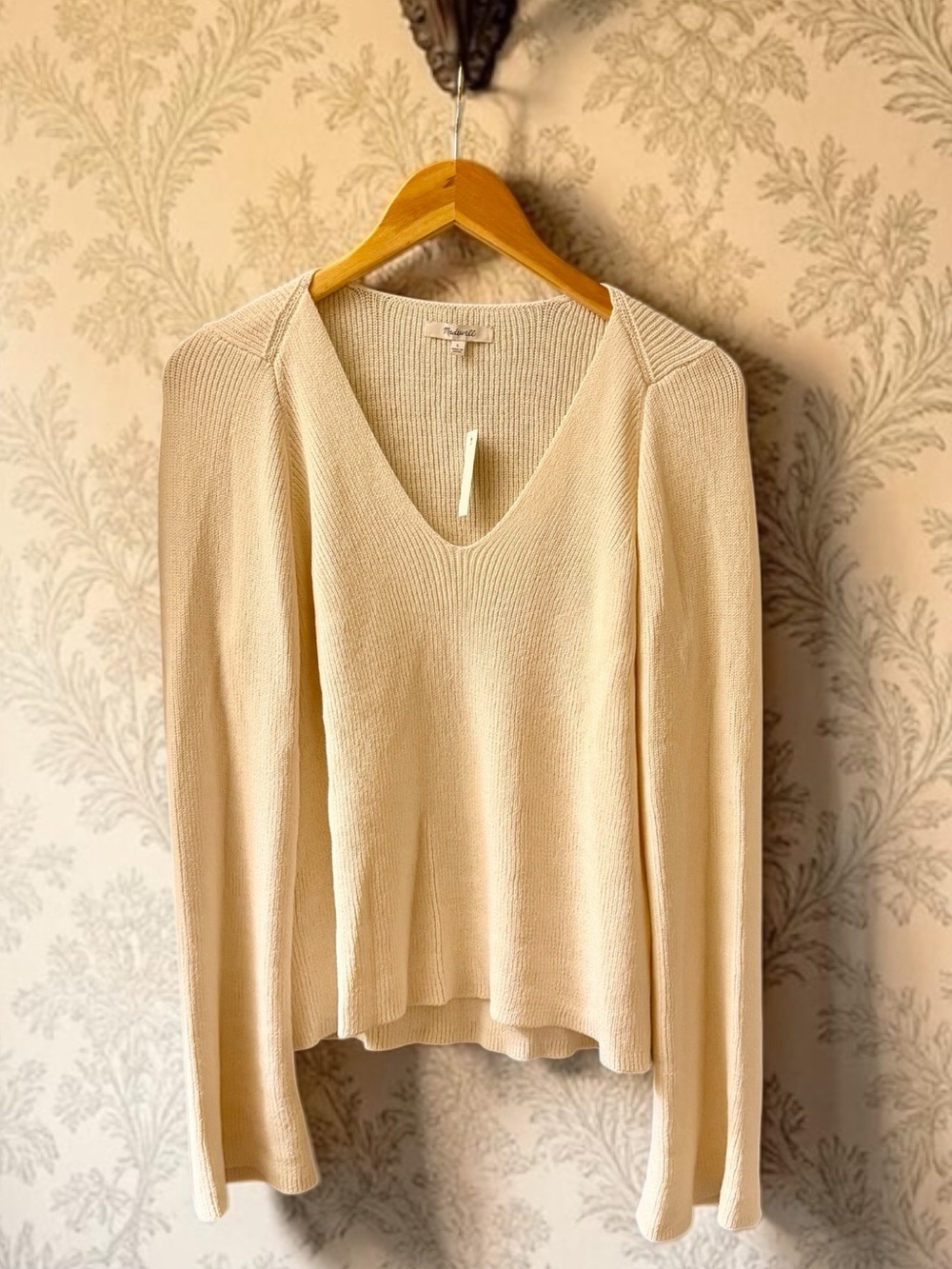 Madewell Ivory Flared-Sleeve Sweater